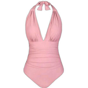 Cupshe Halter Ruched One-Piece Swimsuit NWT – Dusty Rose – Size Small